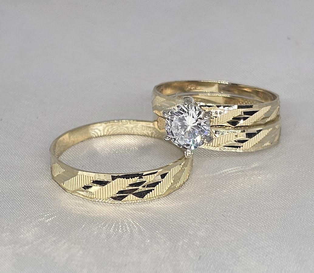 Trio de Matrimonio 10k CZ