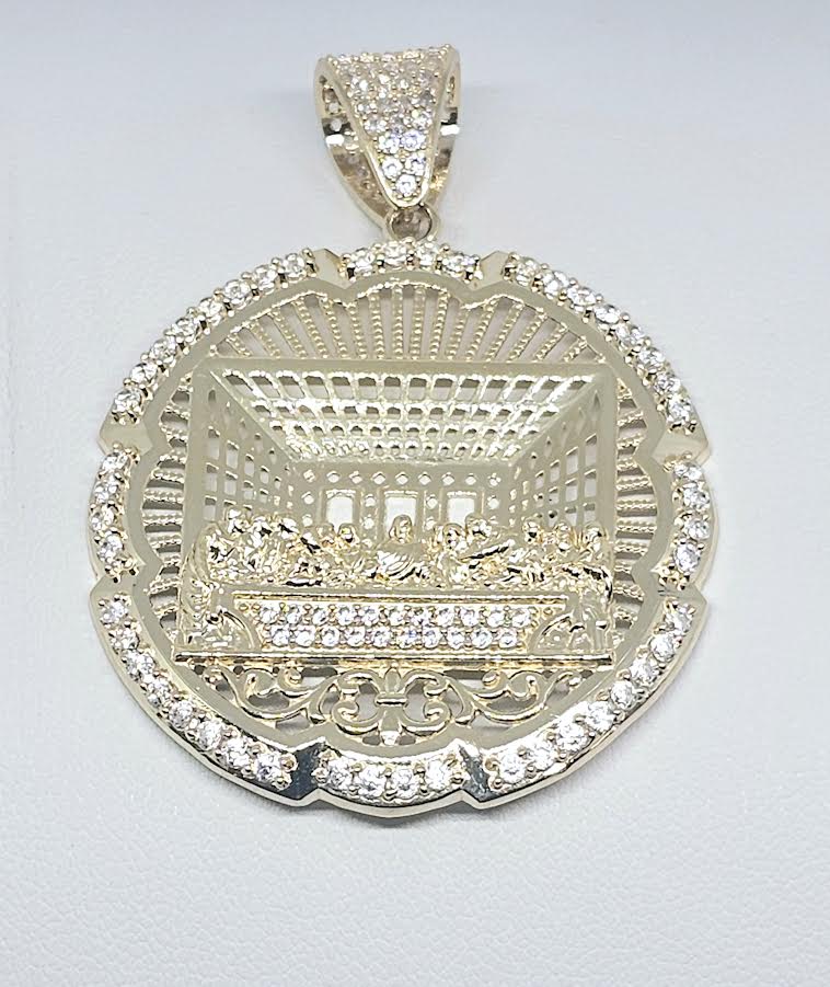 Medalla de La Santa Cena 14k CZ