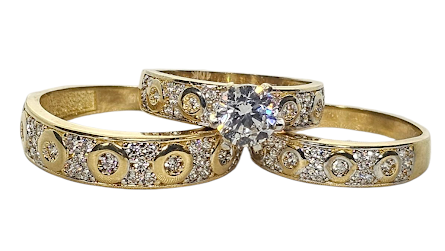 Trio de Matrimonio 10k Cz