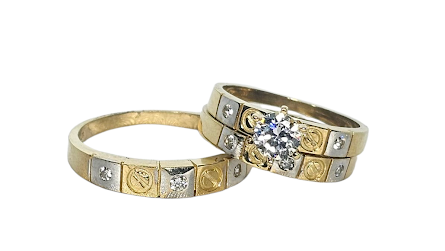 Trio de Matrimonio Diseño tornillo 10k