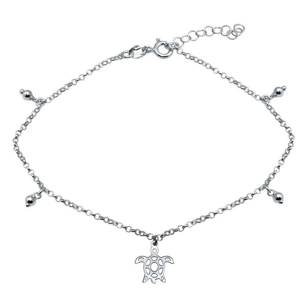 Tobillera De Plata De Ley 925 Con Forma De Tortuga, Adorable Tobillera