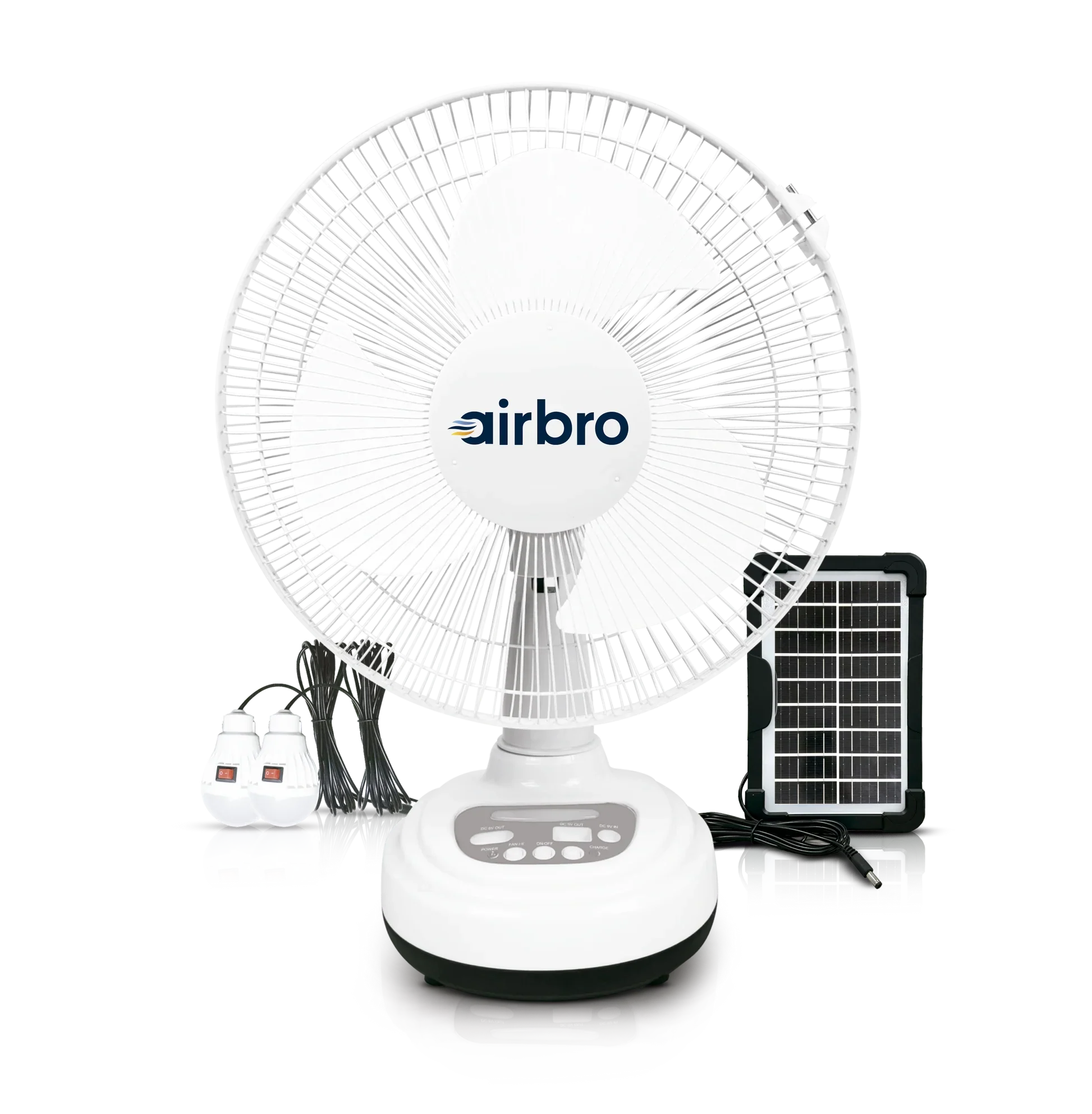 abanico 12" airbro fsa-12 solar y recargable