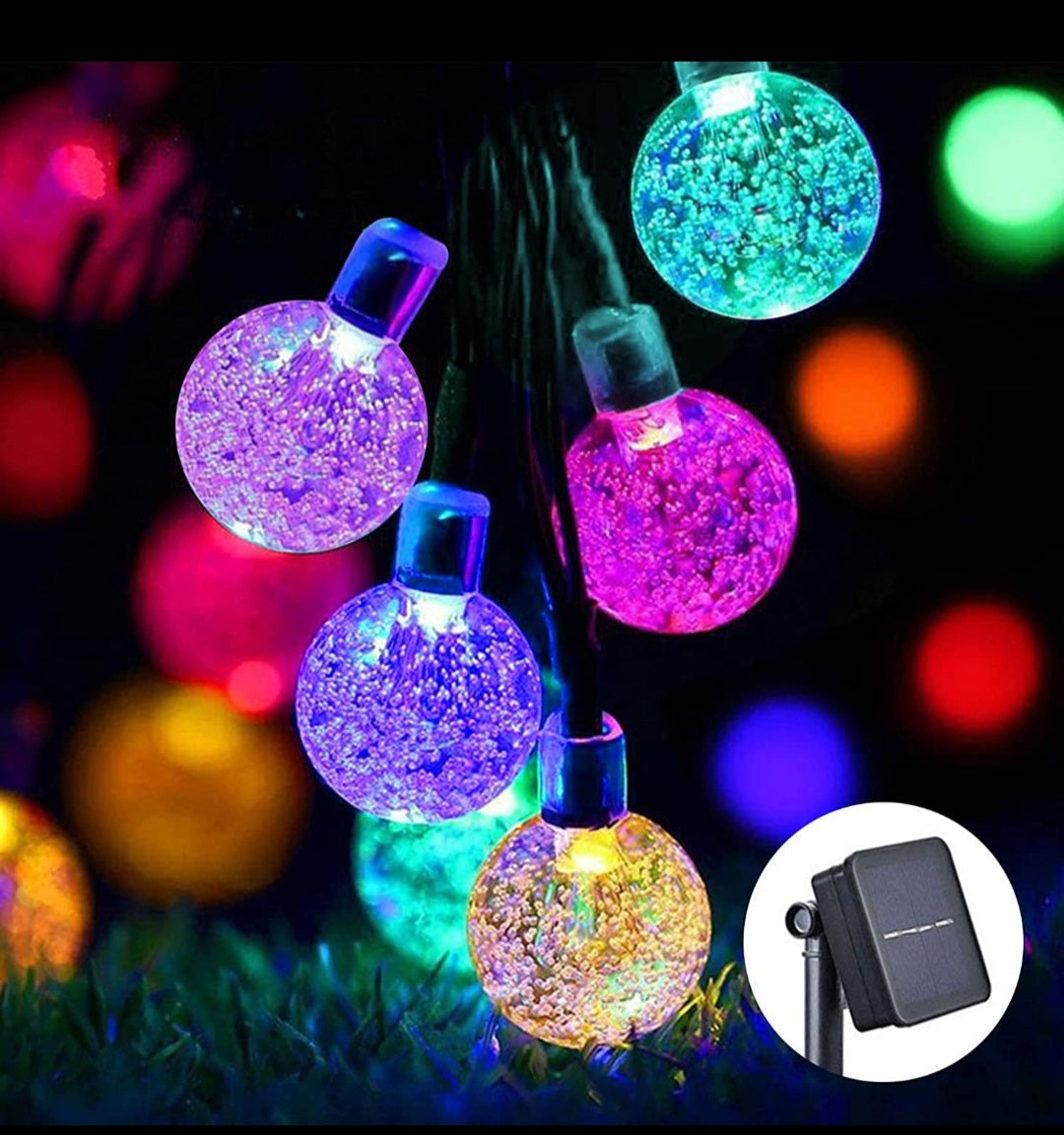 Bombillas externas Navideñas multicolor recargable con placa solar