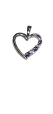 Charm corazón oro blanco 10k Cz Violetas