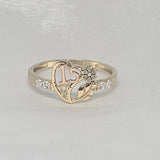Sortija Corazon 15 14k CZ tricolor