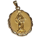 Medalla doble Virgen e Iglesia 14k
