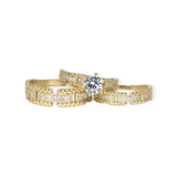 Trio de Matrimonio 14K Cz