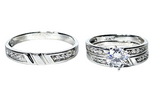 Trio Matrimonio Oro Blanco 14k