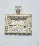 Medalla de La Santa Cena cuadrada 14k, CZ