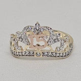 Sortija de Corona 15 oro rosado 14k CZ