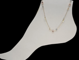 Tobillera tricolor de bolitas 14k