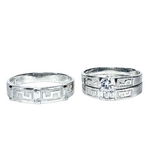 Trio Matrimonio Oro Blanco 14k