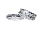 Trio Matrimonio Oro Blanco 10k