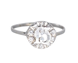 Sortija con numero 15 y zirconia 10k