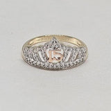 Sortija de Cororna 15 oro Rosado 14k CZ
