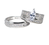Trio Matrimonio Oro Blanco 10k