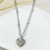 Collar doble de Corazon S/Steel