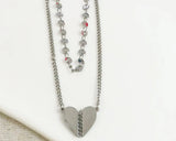 Collar doble cadena con corazon S/Steel