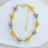 Pulsera bolas 2tonos y tubo S/Steel