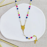 ROSARIO S/STEEL CON PERLAS DE COLORES