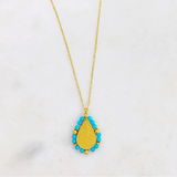 Collar S Steel  charm cruz turquezas