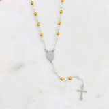 ROSARIO S/STEEL 2TONOS CON PERLAS