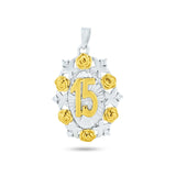 Charm de 15 en dos tonos plata