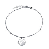 Tobillera con charm de ola plata 925